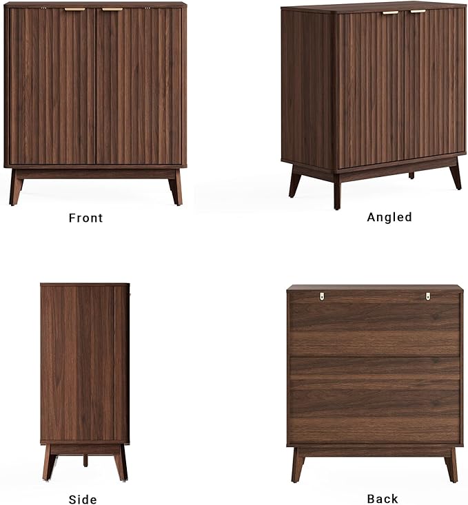 Sideboard Cabinet, Small Buffet Cabinet, Modern Fluted Storage Cabinet with Adjustable Shelf & Doors, Accent Credenza Sideboard for Kitchen, Coffee Bar, Living Room, Entryway, Hallway