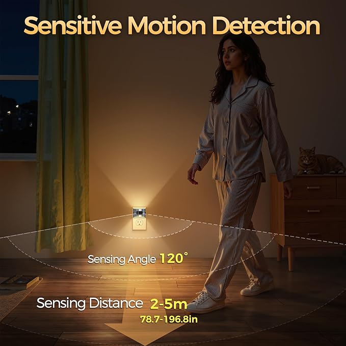 DORESshop LED Night Light[2 Pack], Silver Night Lights Plug into Wall, 3 Mode Plug in Night Light with Motion Sensor, Dusk to Dawn Sensor, Nightlights for Adults, Bedroom, Bathroom, Hallway