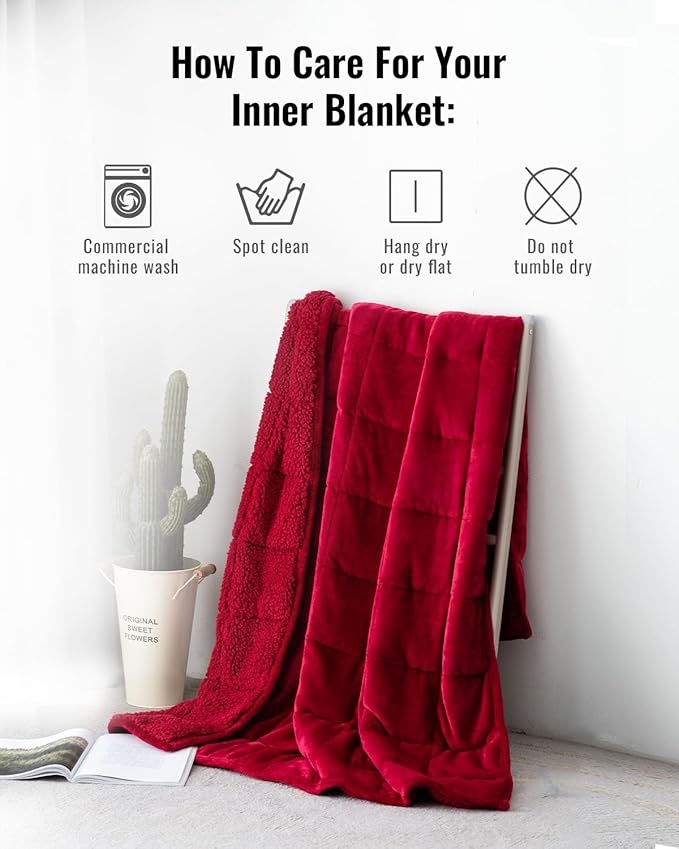 Uttermara Sherpa Fleece Weighted Blanket 12 lbs for Adult, Unicolor Ultra-Soft Fleece and Sherpa, Dual Sided Cozy Plush Blanket for Sofa Bed, 48 x 72 inches, Red