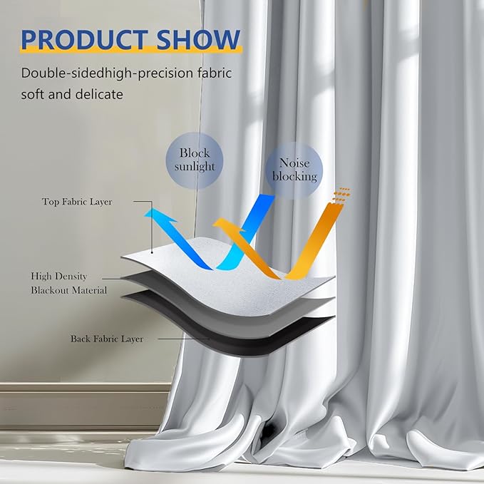 Room Divider Blackout Curtain Track Curtains Wall Dividers Panels Screen for Living Rooms Bedroom Office Privacy Partition Separation, W100 × L84 Inch,1 Panel, White