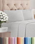 Twin XL 4 Piece Sheet Set - Cooling, Comfy & Breathable - Hotel Luxury Bedding Includes Fitted Sheet for Women, Men, Kids & Teens - 1 Flat, 1 Fitted Sheet, 2 Pillowcases w/Deep Pockets - Grey Stripes