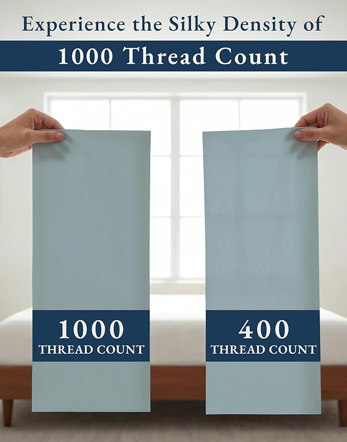 LANE LINEN Ultra Soft California King Sheets Set - 1000 Thread Count, 100% Egyptian Cotton Fully Elasticized with French Seam on Fitted Hotel Like Thick Luxury Cal King Bed Sheets- French Blue