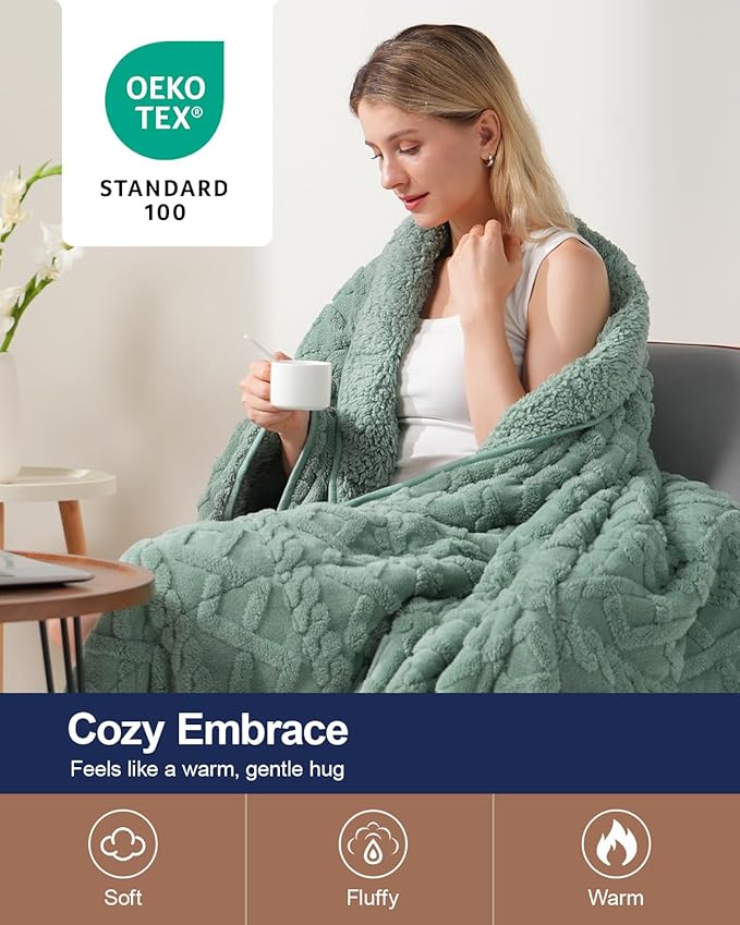 Super Fuzzy Soft Sherpa Fleece Weighted Blanket, 20 lbs Dual Sided Fluffy Heavy Weighted Blankets for Adults - No Bunching with Double Layers of Soft Inner Lining (60"x 80", 20 Pounds)