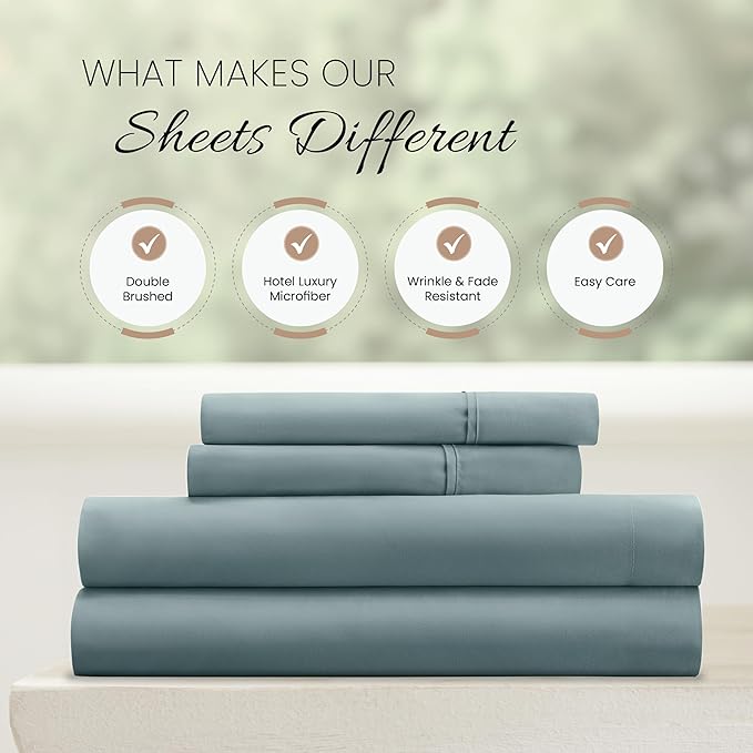 Linen Market Bed Sheets for King Size Bed (Ocean) - Sleep Better Than Ever with These Soft and Cooling King Sheets - Deep Pocket Fits 16" Thick Beds - 4 Piece King Sheet Set