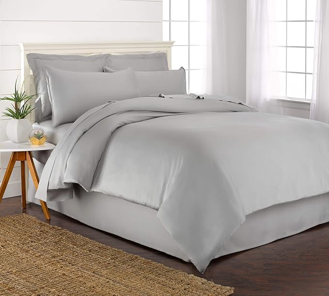 Twin Duvet Cover by Pure Bamboo, 2 Piece Set, Genuine 100% Organic Viscose Derived from Bamboo, Luxuriously Soft and Cooling, 1 Pillowcase (Twin, Silver Pearl)