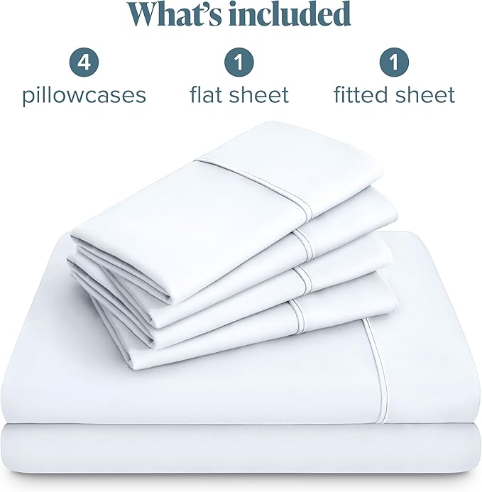 Bare Home Hotel Luxury Full Sheet Set, Extra Soft - 6 Piece Set - Deep Pockets - Easy Fit - Cooling & Breathable - Wrinkle, Fade, Stain Resistant - Includes 4 Pillowcases (Full, White)