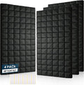 4 Pack Acoustic Panels, 48 x 24 x 2" Sound Proof Foam High Density Studio Wedge Tiles Fire Resistant Acoustic Panels for Home,Office, Recording Room, Studio (Black-4 Pack)