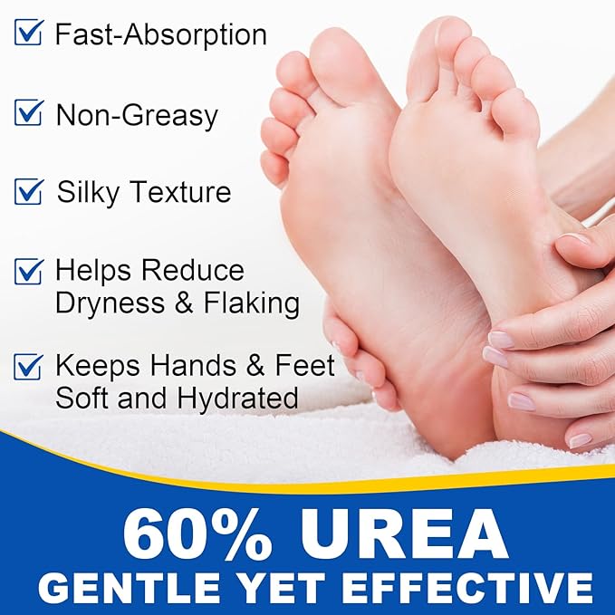 Urea Cream 60 Percent for Feet, Urea Foot Cream for Cracked Heels and Dry Skin, Cracked Heel Repair Cream Plus 2% Salicylic Acid, Foot Cream for Calluses and Hard Skin 1PCS
