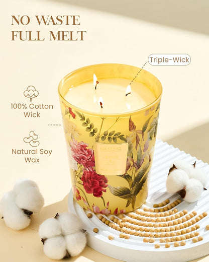 M&SENSE Extra Large Candle Orange Goji Scented, 3-Wick 35oz 150H Long Lasting, Natural Soy Wax Aromatherapy Candle for Stress Relief, Home Fragrance Housewarming Gifts Candle for Home Decor