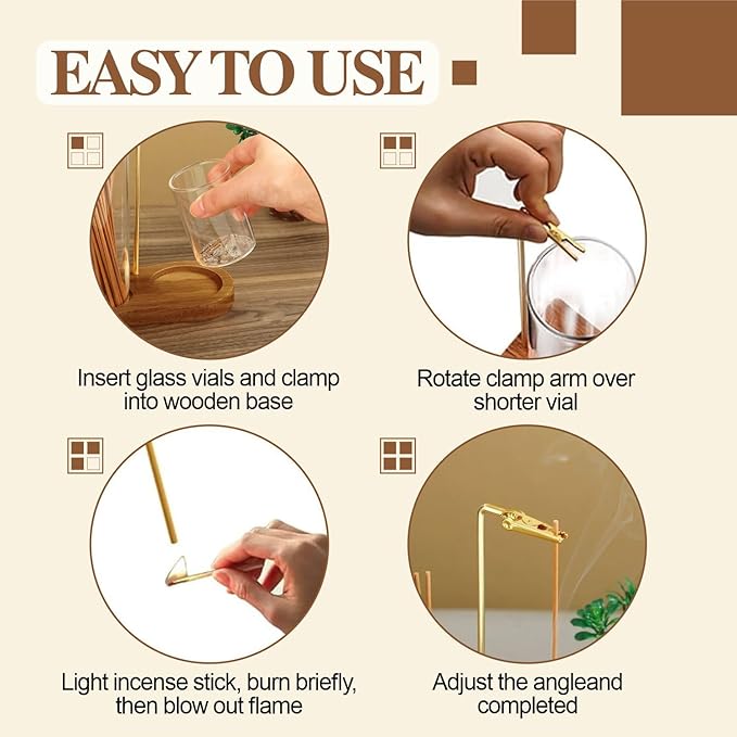 2 in 1 Glass Incense Holder & Burner for Sticks with Ash Catcher, Anti-Ash Flying Design, Storage Organizer and Hang Upside Down for Meditation Yoga Spa Home Decor