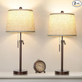 Table Lamps Set of 2, 22" to 30"Adjustable Height Bedside Lamps for Living Room 3 Color Temperatures Tall Nightstand Lamps Modern Brown Table Lamp for Bedroom Office End Table (Bulbs Included)
