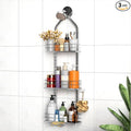 Shower Caddy Hanging (Silver), Adjustable Anti-Swing-Over The Shower Head Caddy, 3 Tier Height Bathroom Storage Organizer, Bathroom Shelves Basket Rack, Shower Caddies Rack with Adjustable Soap Basket