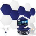 Self-Adhesive Acoustic Panels [390 lbs/yd³ Ultra-High Density], 2nd Generation Sound Absorbing Panel, Professional Level Sound Panel, Polyester Soundproof Foam [Size L, White & Dark Blue]