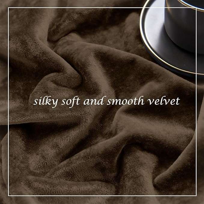SMILETIME Chocolate Crushed Velvet Curtains 52x84 inch Luxurious Thermal Insulated Soundproof Drapes for Living Room Bedroom Office Soft and Durable Light-Filtering Window Treatments, 2 Panels