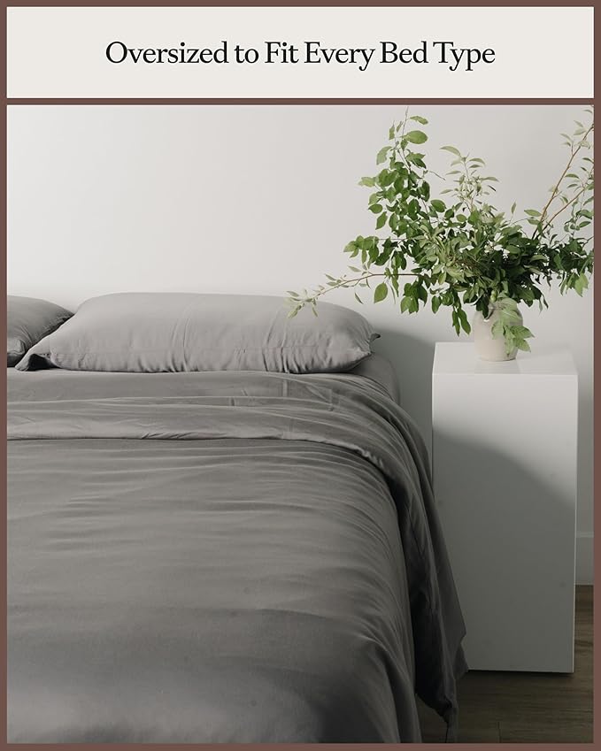 Cozy Earth Luxury Duvet Cover Twin - 100% Viscose from Bamboo - Ultra-Soft, Cooling & Lightweight Duvet Cover - Temperature-Regulating Bedding with Concealed Zip & Interior Snap Closures - Dove Grey