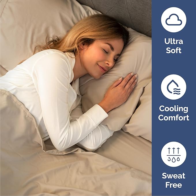 Cal King 6 Piece Sheet Set - Cooling, Comfy & Breathable - Hotel Luxury Bedding, Includes Fitted Sheet for Women, Men, Kids & Teens - 1 Flat, 1 Fitted Sheet, 4 Pillowcases with Deep Pockets - Cream