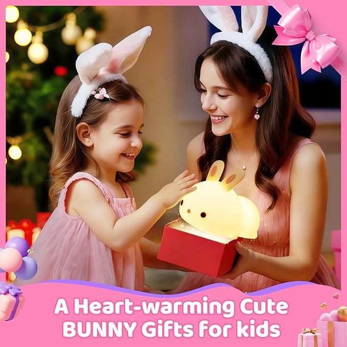 OneFire Night Light for Kids Christmas Gifts for Kids, 16 Colors Bunny Toys Cute Lamp, Soft Silicone Baby Night Light, 1200mAh Portable Dimmable Touch Lamps,Kawaii Room Decor,Christmas Gifts for Teens