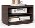 Stackable Storage 2-Shelf, 28" Wide Storage Bins with Open Compartment for Closet Organizers, Wood Stackable Closet Organizer Modern Large Stackable Storage Units for Living Room Hallway, Brown