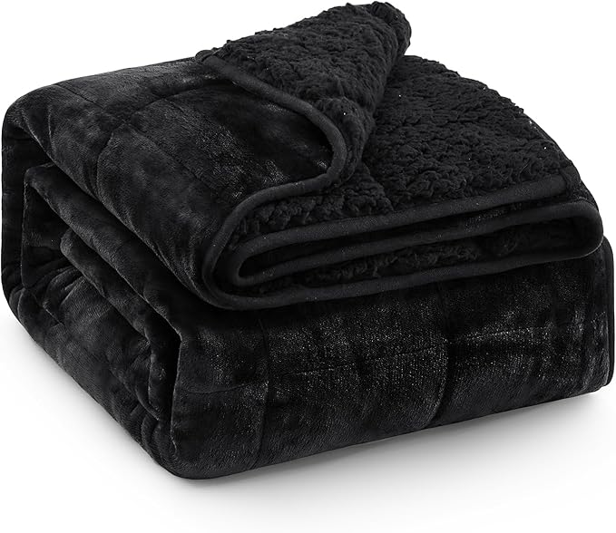 Super Fuzzy Soft Sherpa Fleece Weighted Blanket, 12 lbs Dual Sided Fluffy Heavy Weighted Blankets for Adults - No Bunching with Double Layers of Soft Inner Lining (48"x 72", 12 Pounds)