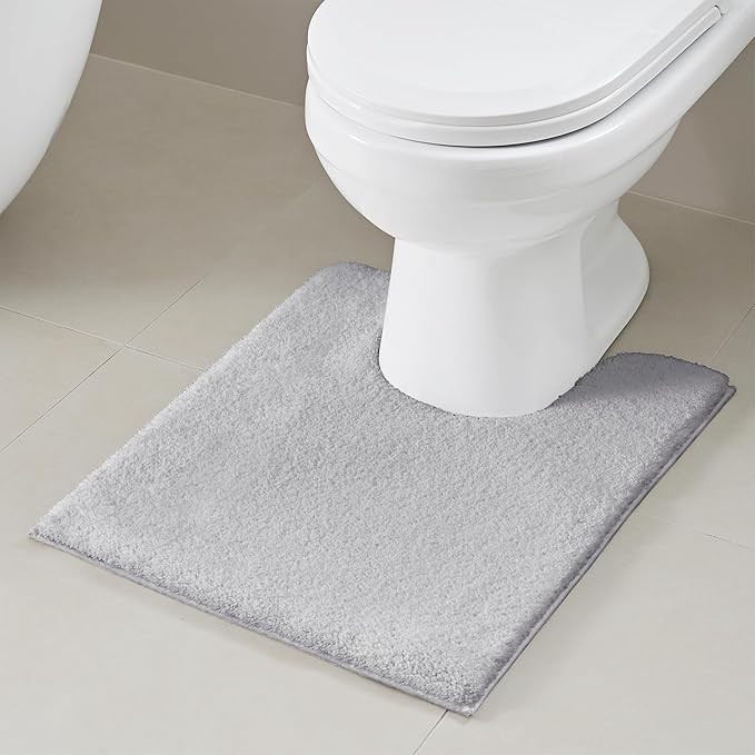 Madison Park Signature Non Slip, Luxrurious Plush Mat, Absorbent, Quick Dry, Spa Design Bath Room Décor Marshmallow Bathroom Rug, 1'8"x2', Silver