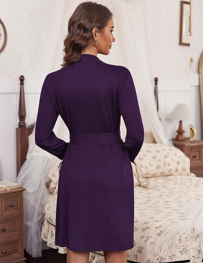 HOTOUCH Womens Robe Lightweight Short Knit Bathrobe Soft Ladies Sleepwear with Pockets