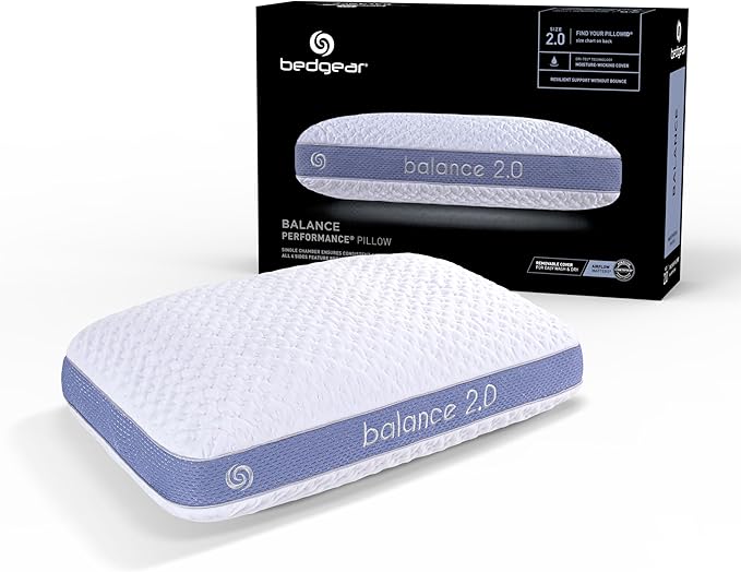 Bedgear Balance Performance Pillow – 2.0 - Moisture Wicking Bed Pillow for All Sleep Positions - Medium Firmness Bed Pillow - Washable Removable Cover – 20" W x 26" L x 5.75" H