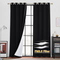 RYB HOME Soundproof & Dust Particle Filtering Curtains Blackout Window Treatment for Bedroom Living Room Divider Nursery Daytime Sleeping Patio Door, Black, W52 x L 102 inch, 2 Panels