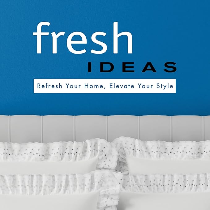 Fresh Ideas Eyelet Bed Skirt, Ruffled Design, 14 Inch Drop, Embroidered Scalloped Edge, Full, White