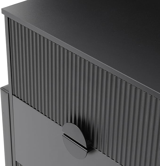 LGHM Fluted Dresser for Bedroom with 6 Drawers, Modern 6 Drawers Dressers with Semicylinder Fluted, Solid Chest of Drawers, 50" W Dresser with Bold Steel Frame, Metal Handles, Black
