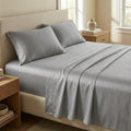 Beckham Hotel Collection Queen Sheet Set 100% Cotton, 500TC Luxury Sateen Bedding, 16” Deep Pocket, Moisture-Wicking, 4-Piece, Dark Gray