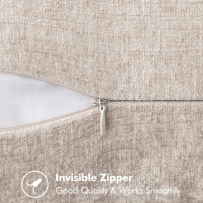 MIULEE Pack of 2 Couch Throw Pillow Covers 20x20 Inch Light Brown Farmhouse Decorative Pillow Covers with Stitched Edge Soft Chenille Solid Dyed Pillow Covers for Sofa Bed Living Room