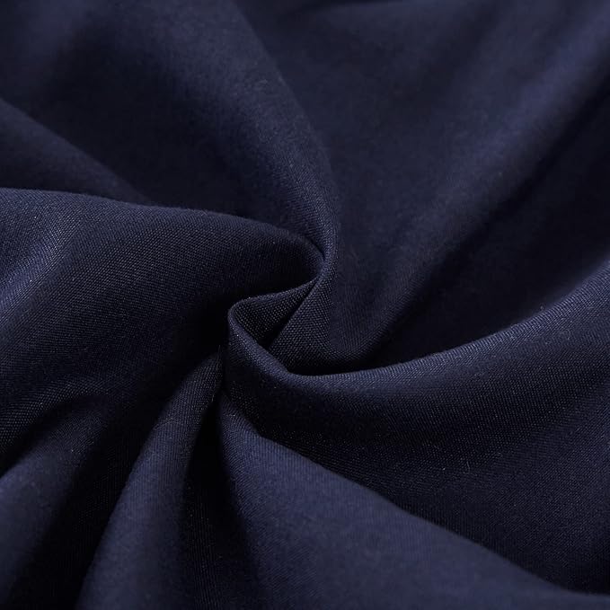 MEILA Wrap Around Bed Skirt Three Fabric Sides Elastic Dust Ruffled 14 Inch Tailored Drop,Easy to Install Fade Resistant-Navy Blue, Queen/King