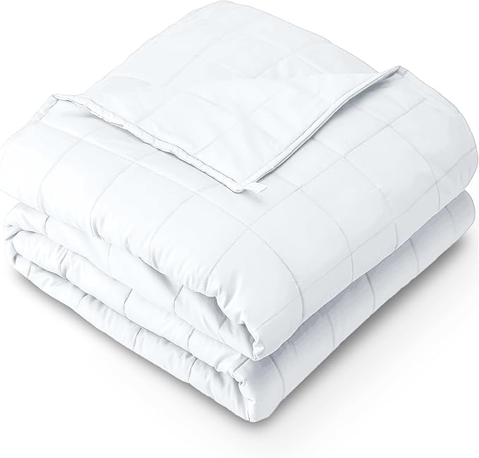 Bare Home Weighted Blanket Twin or Full Size 7lb (40" x 60") - All-Natural 100% Cotton - Premium Heavy Blanket Nontoxic Glass Beads (White, 40"x 60")