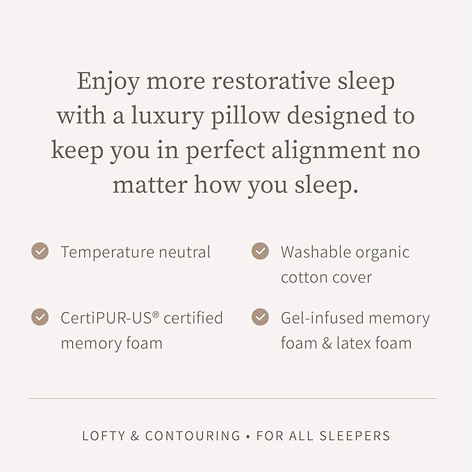 Saatva Cloud Memory Foam Pillow - Gel-Infused Shredded Memory Foam Fill - Lofty & Contouring Pillow - for Any Sleep Position - 1 Pack, King (34"x16")