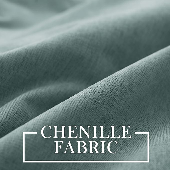 Macochico 100% Blackout Chenille Curtains 96 Inches Long for Hotel Nursery Noise Reducing Thermal Curtains for Bedroom Living Room Grommet Teal Curtains with Tieback 52" Wx96 L Classic 1 Panel