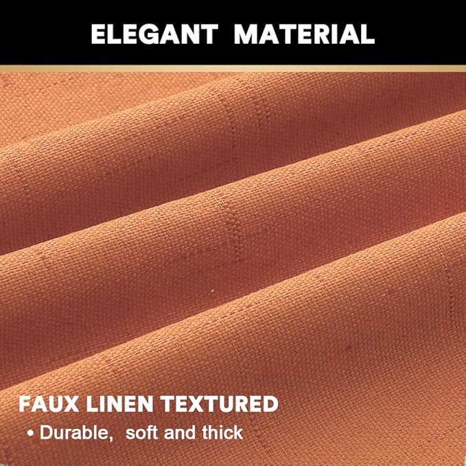 PrinceDeco Blackout Curtains for Bedroom 96 Inches Long Linen Look Curtains for Living Room Black Out Curtains Room Darkening Thermal Curtains with White Liner Backing for Nursery Decor,Orange
