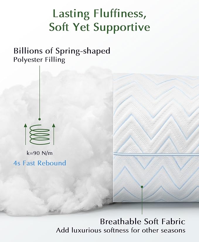 DIORIS Pillows Queen Size Set of 2 - Cooling Luxury Hotel Collection Bed Pillows for Sleeping, Breathable Medium Firm Down Alternative Microfiber Filled Pillows for Back, Stomach Sleepers