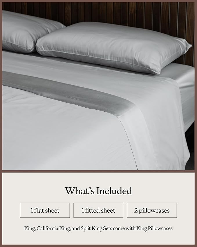 Cozy Earth Luxury Bed Sheet Set - 100% Viscose from Bamboo Fabric, Ultra-Soft & Breathable, Fits Regular & Deep Pocket Mattresses up to 20" - 4 Pieces King Sheet Set Gray
