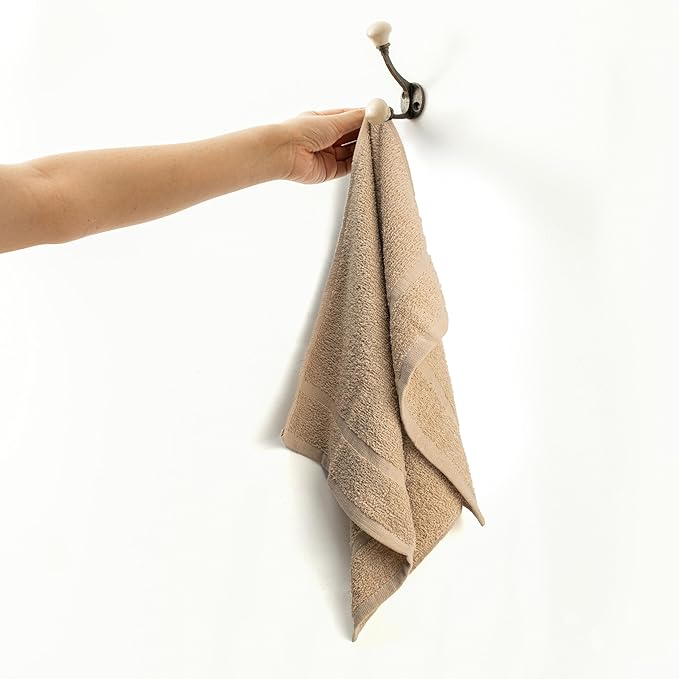 Basic Hand Towels 16x26 Inches – Pack of 24 – Beige Color – Soft and Absorbent Multipurpose Cotton Towels for Bathroom, Spa, Gym, Salon, Hotel, and Everyday Use