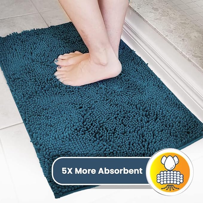 Muddy Mat® | Super Absorbent Door Mat Indoor, Microfiber Quick Dry Chenille Entryway Rug, Non-Slip Front Door Mat, Indoor Mats for Entryway, Machine Washable Pet Rug, Atlantic Blue 59"x24"