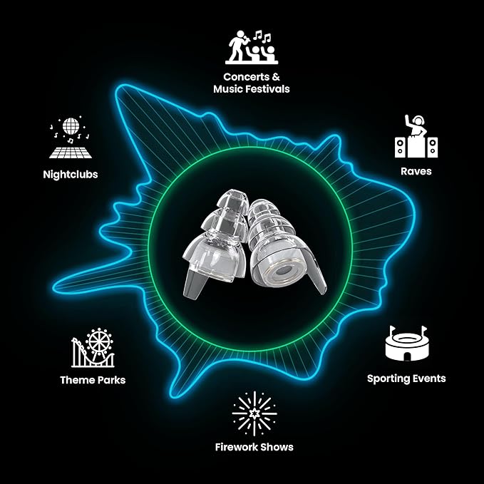 Eargasm High Fidelity Earplugs with Transparent Filters - Reusable Noise Reduction Hearing Protection Ear-Plugs with Carrying Case for Motorcycle, Concerts, Festivals, Raves, Live Events, Sports