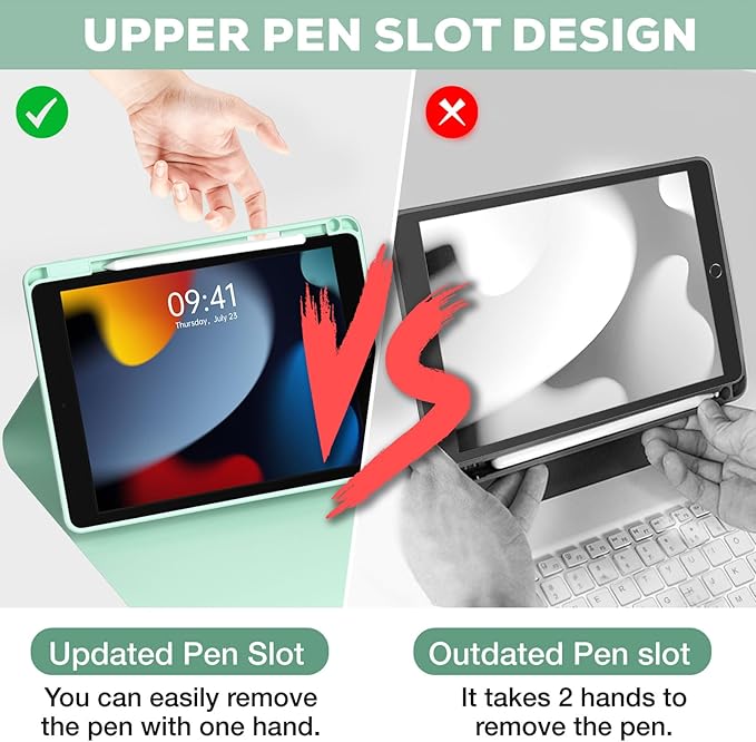 OYEEICE Keyboard Case for iPad 9th Generation - Detachable Wireless Backlit Keyboard, Upgraded Magnetic Cover with Pencil Holder for iPad 9th/8th/7th Gen, iPad Pro 10.5" & iPad Air 3rd Gen - Green