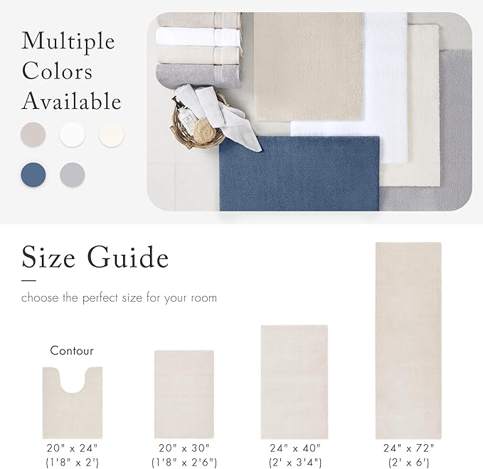 Madison Park Signature Non Slip, Luxrurious Plush Mat, Absorbent, Quick Dry, Spa Design Bath Room Décor Marshmallow Bathroom Rug, 1'8"x2'6", Natural