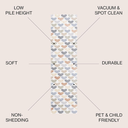 JONATHAN Y Machine-Washable Ivory/Blue/Orange Runner Rug, 2x8, Dila Modern Hearts Geometric, Kids & Novelty, Vintage, Bedroom, Kitchen, Living Room, Easy-Cleaning, Non-Shedding (KDW101A-28)