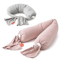 bbhugme Adjustable Pregnancy & Nursing Pillow Bundle – Full Body Support for Side Sleeping and Baby Care – Adjustable Firmness, Removable Covers – Dusty Pink & Grey Melange