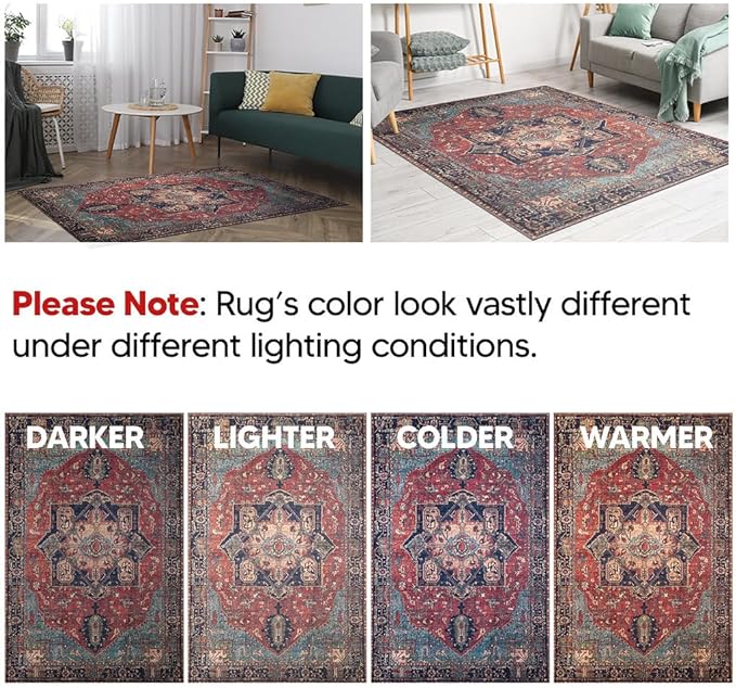 Keen Home Design 2x7 Rug - Machine Washable Runner Rug with Non-Slip Backing, Ideal for Hallway, Entryway, Kitchen, Laundry Room - Vintage, Easy Clean, Durable, Low Pile Rug - (2'6" x 7')