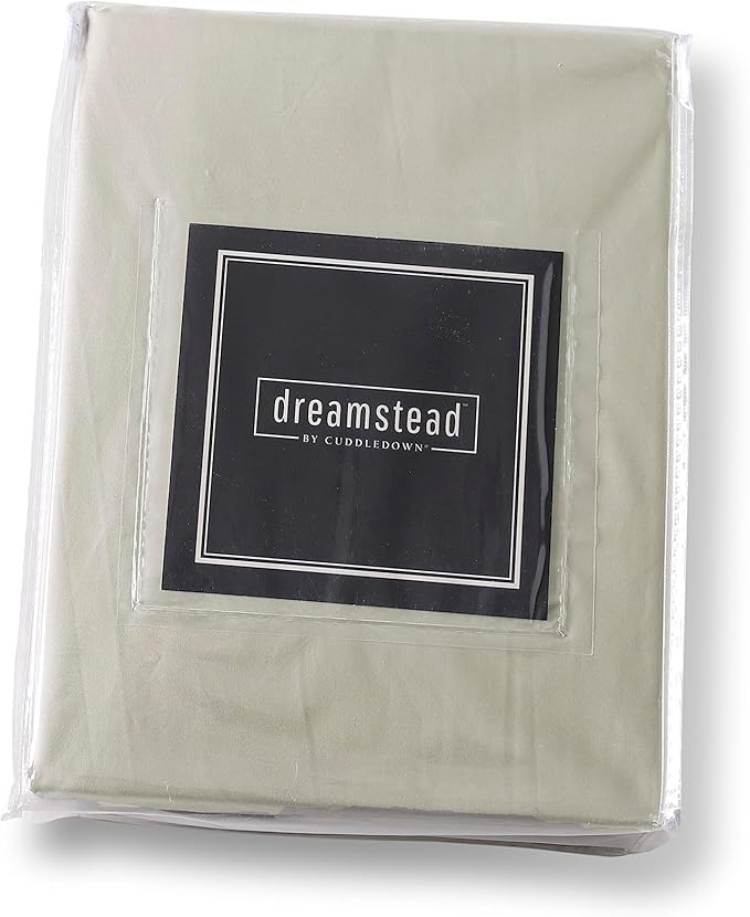 Cuddledown Dreamstead 100% Cotton Bed Sheets Set | 300 Thread Count | Luxurious Sateen Weave | Pure Combed Cotton | Soft | Wrinkle Resistant | 3 Piece Set | Stone | Twin | 39” x 75”