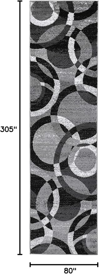 Rugshop Contemporary Abstract Circles Perfect for high Traffic Areas of Your Living Room,Bedroom,Home Office,Kitchen Runner Rug 2'7" x 10' Gray