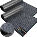 GORILLA GRIP Waterproof Traffic Guard Door Mat, 2 Pack Heavy Duty Entryway Mats, Strong Rubber Back Commercial Rugs for Office Hallway, Garage Floor and Home, Low Profile Carpet, 29x17, Charcoal Gray