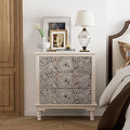 COSIEST 3 Drawers Accent Dresser, Vintage Small Accent Chest with 4 Wood Legs, Free-Standing Buffet Server Nightstand End Table for Bedroom, Living Room, Entryway